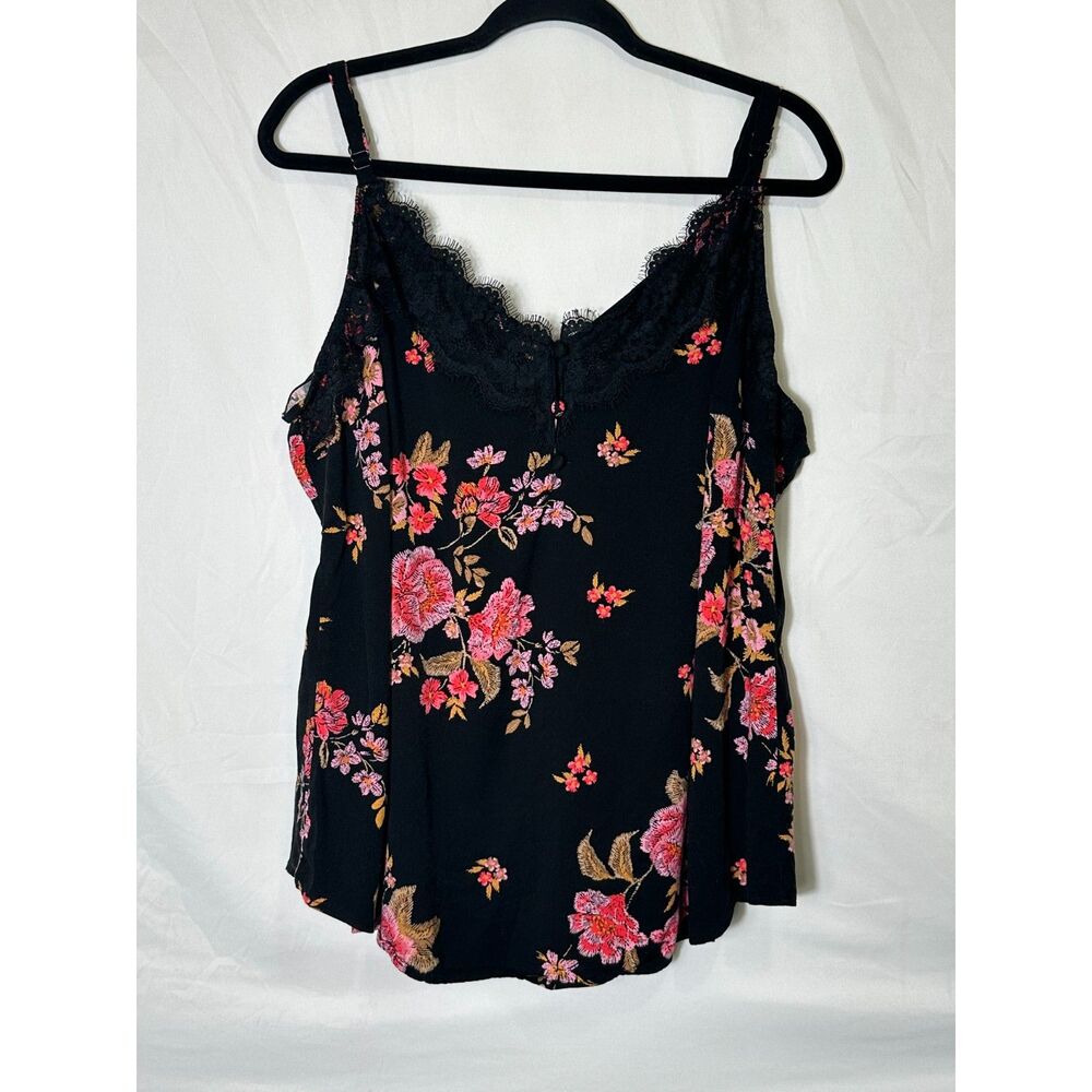 Torrid Floral Adjustable Strap Camisole Top Lace Front Accents Plus Size 2 (2X)